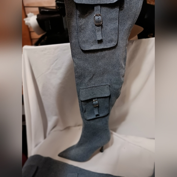 Steve Madden Brittany Denim Cargo Pocket Over-the-Knee Boots - Picture 2 of 11